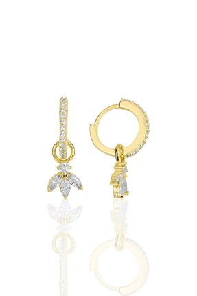 گوشواره نقره طلائی زنانه 925 عیار Söğütlü Silver - کد 644031619