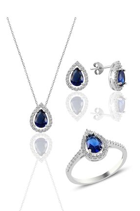 ست نقره سرمه ای زنانه برلیان Söğütlü Silver - کد 103698146