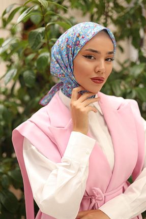 روسری آبی پنبه ای Silk Home - کد 854056461