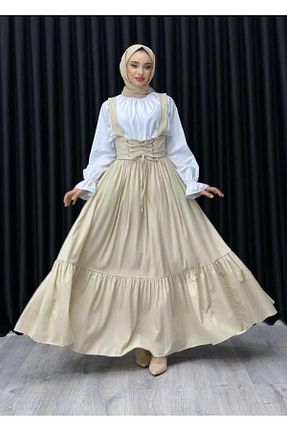دامن حجاب نارنجی زنانه فاق بلند LARİS - کد 786031061