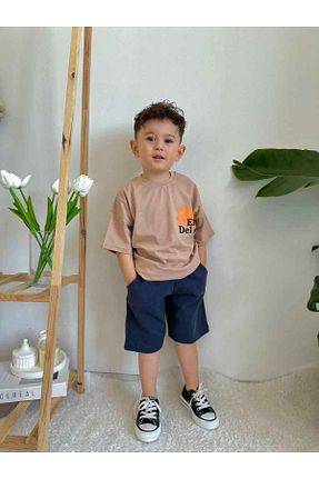ست بالاتنه و پائین تنه قهوه ای بچه گانه بافتنی BİR DOZ ÇOCUK GÜLÜŞÜ - کد 853645648