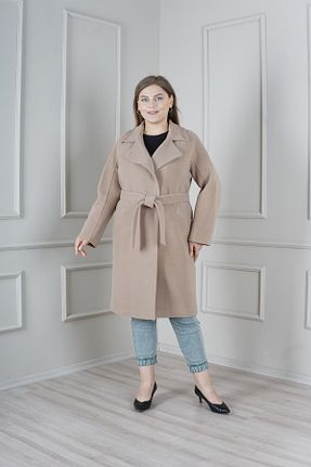 پالتو پشمی سایز بزرگ قهوه ای زنانه اسلیم فیت Kent - کد 853880401