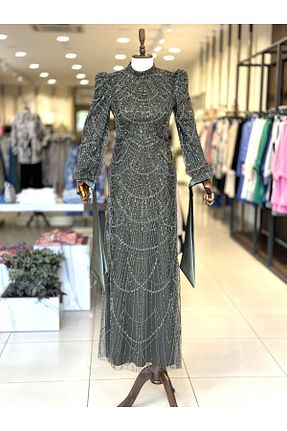 لباس مجلسی حجاب خاکی زنانه New Elegans - کد 853997532