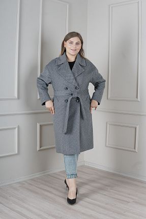 پالتو پشمی سایز بزرگ طوسی زنانه اسلیم فیت Kent - کد 853880294