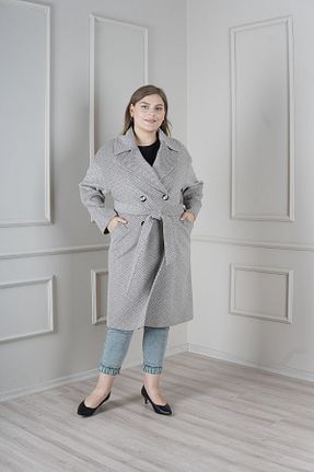 پالتو پشمی سایز بزرگ قهوه ای زنانه اسلیم فیت Kent - کد 853880339