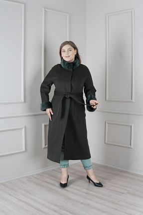 پالتو پشمی سایز بزرگ سبز زنانه اسلیم فیت Kent - کد 853880310