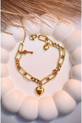 دستبند استیل (فولاد) طلائی زنانه استیل (فولاد) JustGAF - کد 853930586