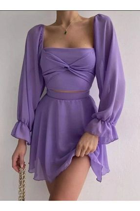 لباس مجلسی و فارغ التحصیلی بنفش زنانه شیفون ADASTYLE - کد 266731033