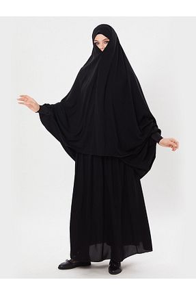 کلاه و ابایا مشکی زنانه پنبه ای gülmedine - کد 164164427
