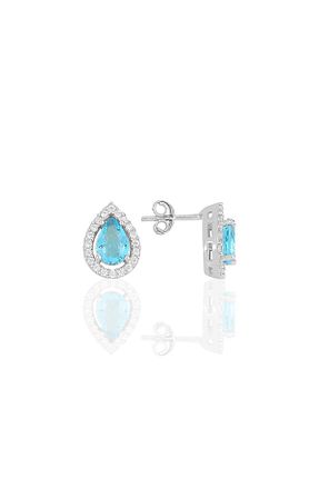 گوشواره نقره آبی زنانه 925 عیار Söğütlü Silver - کد 230895313