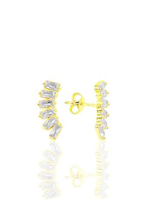 گوشواره نقره طلائی زنانه 925 عیار Söğütlü Silver - کد 144433275