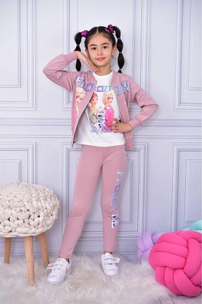 ست بالاتنه و پائین تنه صورتی بچه گانه بافت LİLLYPİCCA - کد 731679230
