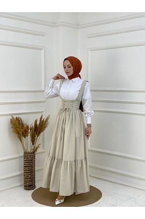 دامن حجاب نارنجی زنانه فاق بلند LARİS - کد 786031061