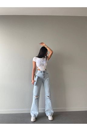 شلوار جین آبی زنانه پاچه پهن ayday butik - کد 779684688