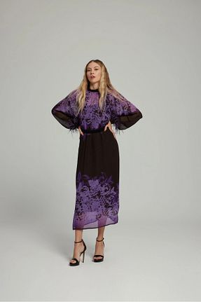 لباس بنفش زنانه بافتنی Serpil - کد 788160695