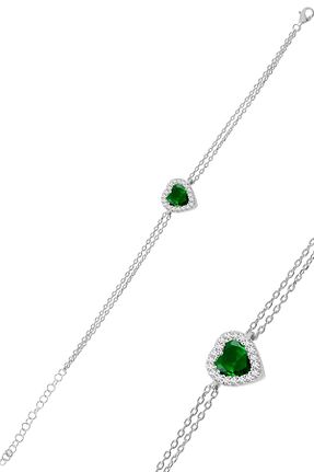 دستبند نقره سبز زنانه 925 عیار Söğütlü Silver - کد 745218105