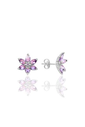 گوشواره نقره بنفش زنانه 925 عیار Söğütlü Silver - کد 50595240