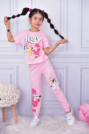 ست بالاتنه و پائین تنه صورتی بچه گانه بافت LİLLYPİCCA - کد 813950939