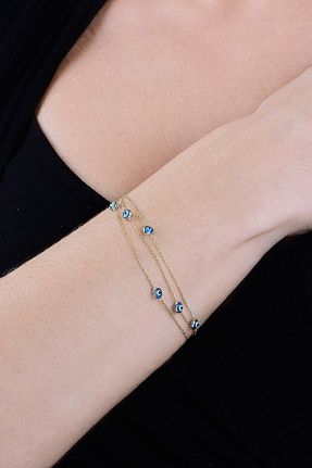 دستبند نقره طلائی زنانه 925 عیار Söğütlü Silver - کد 73476255