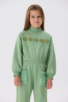 سوئیشرت سبز بچه گانه ساده Tyess - کد 854057447