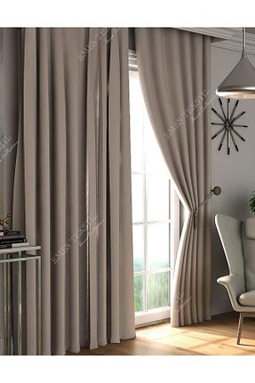 پرده زمینه بژ ساتن Emes - کد 851428858