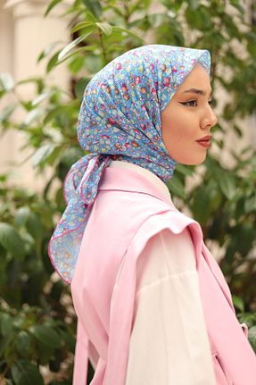 روسری آبی پنبه ای Silk Home - کد 854056461