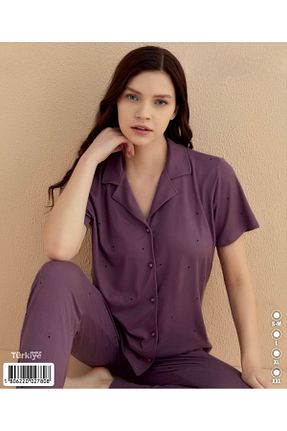 ست لباس راحتی بنفش زنانه ویسکون İpek - کد 815914575