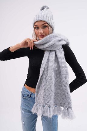 شال گردن طوسی زنانه نخ Ritagarcia - کد 854108898