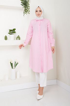 تونیک حجاب صورتی زنانه پنبه پلی استر Eliva - کد 853651320