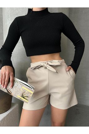 شلوارک و برمودا بژ زنانه رگولار POZİGİ - کد 854128624