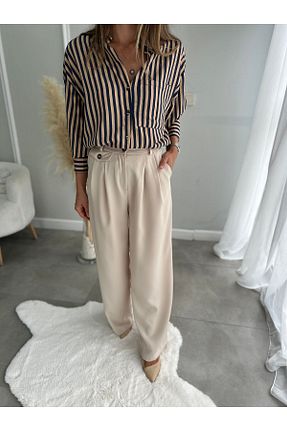 شلوار پارچه ای بژ زنانه بلند Butik - کد 854159770