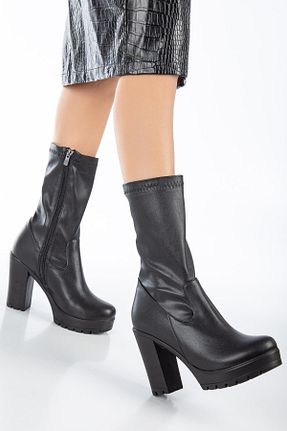 بوت / نیم بوت مشکی زنانه چرم مصنوعی SUİNS SHOES - کد 782397770