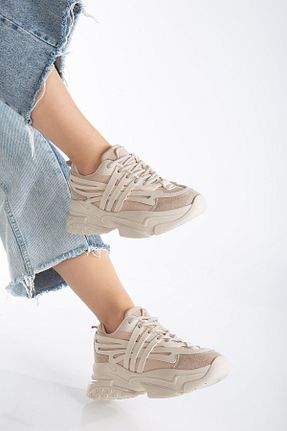 کفش اسنیکر قهوه ای زنانه بند دار SUİNS SHOES - کد 808677748
