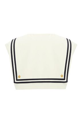 تیشرت سفید زنانه کراپ Wabi Sabi - کد 822530933