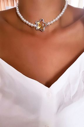 گردنبند جواهر سفید زنانه مروارید Clare