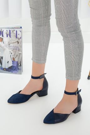 کفش پاشنه بلند کلاسیک سرمه ای زنانه جیر پاشنه کوتاه ( 4 - 1 cm ) کد 310729824
