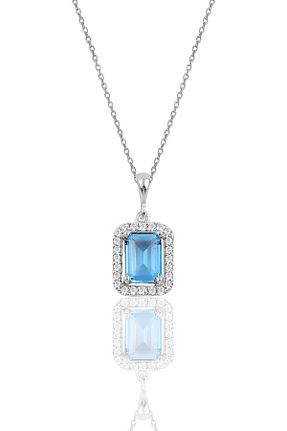 گردنبند نقره آبی زنانه 925 عیار Söğütlü Silver - کد 35288395
