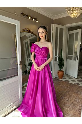 لباس مجلسی و فارغ التحصیلی صورتی زنانه ساتن Genel Markalar - کد 835174933