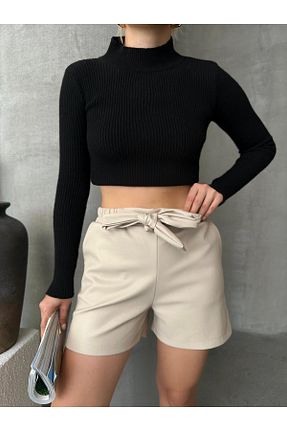 شلوارک و برمودا بژ زنانه رگولار POZİGİ - کد 854128624