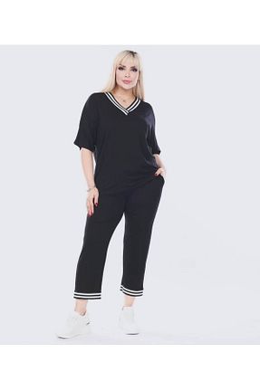 ست بالاتنه و پائین تنه سایز بزرگ مشکی زنانه فاق نرمال garajmood - کد 845883906