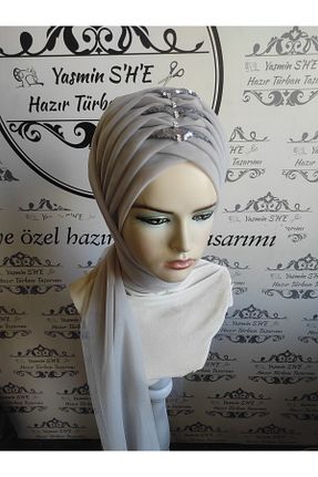 روسری طوسی پلی استر Yasmin S
