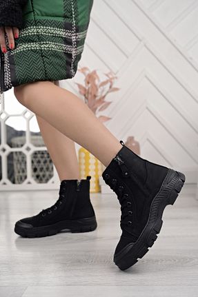 بوت / نیم بوت مشکی زنانه چرم مصنوعی SUİNS SHOES - کد 765758164
