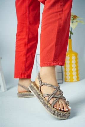 صندل قهوه ای زنانه پاشنه تخت SUİNS SHOES - کد 741674721