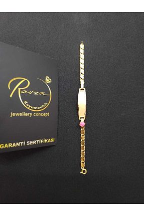 دستبند طلا زرد بچه گانه 8 عیار RAVZA KUYUMCULUK - کد 850549350