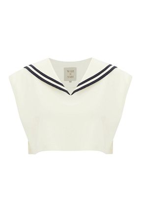 تیشرت سفید زنانه کراپ Wabi Sabi - کد 822530933