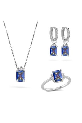 ست نقره آبی زنانه زیرکن Silveranka - کد 854372739