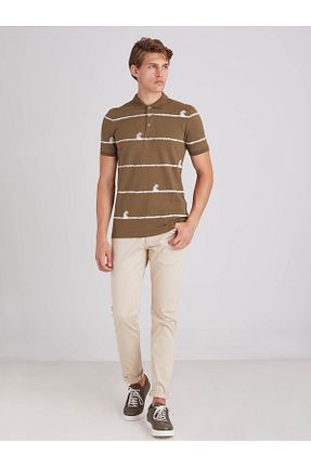 تیشرت خاکی مردانه اسلیم فیت Dufy - کد 51056984