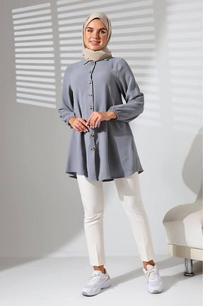 پیراهن طوسی زنانه رگولار Berel Moda - کد 853899258