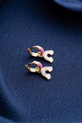گوشواره نقره طلائی بچه گانه 925 عیار Silvano Jewelry - کد 854077666