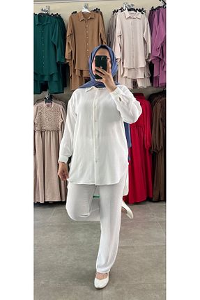 ست بالاتنه و پائین تنه حجاب سفید زنانه Kalem MODA CEYDA - کد 847267337